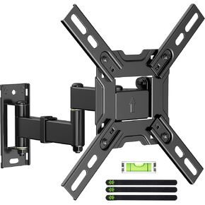 USX MOUNT Full Motion TV Monitor Wall Mount for Most 13-42 inch Flat Curved Screen TVs & Monitors Up to 55lbs, Single Stud TV Mount Bracket Articulating Arms Swivel Tilt Extension, Max VESA 200x200mm