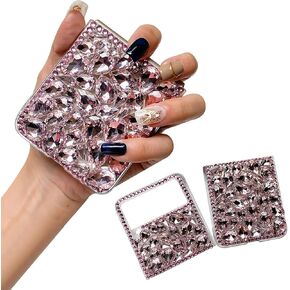 Diamond Case for Moto Razr+/Plus 2024,Cute Pink Sparkly Crystal 3D Handmade Full Body Rhinestone Gemstones Glitter Moto Razr+/Plus 2024 Phone Case for Women Girls