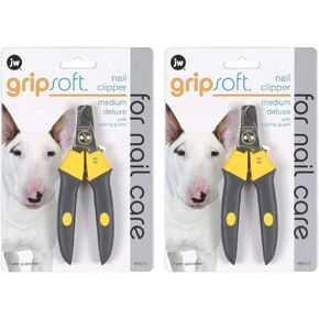 JW Pet 2 Pack of Gripsoft Deluxe Nail Clippers, Medium, for Medium Dogs