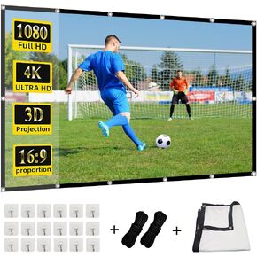 120 inch Projection Screen,GAINVANE 16:9 Foldable Anti-Crease Portable Projector Movies Screens for Home Theater Outdoor Indoor Support Double Sided Projection