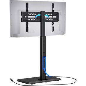 Greenstell TV Stand with Power Outlet, Universal Floor TV Stand for 32-70 inch TVs, Height Adjustable, Swivel Tall TV Stand with Soild Wood Base, Holds up to 110 LBs, Max VESA 600x400mm