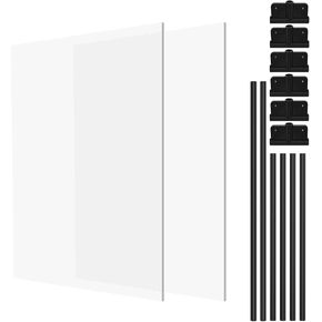 Pet Playpen for Dogs 40x40x28.3 inches Dog Cat Fence Dog Puppy and Cat Kitten Playpen &Transparent Indoor (S, Black Accessories 2pcs)
