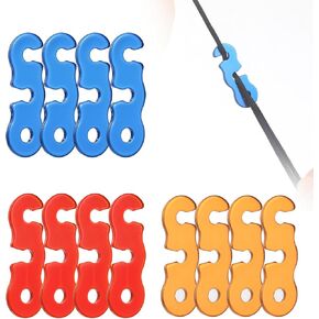 12 Pack Guyline Tensioner, 3 Colors Aluminum Alloy Guy Line Cord Adjusters, Guy Line Tension Adjusters, Paracord Tensioner, Tent Rope Tensioners for Camping Hiking Backpacking Outdoor Tent Accessories