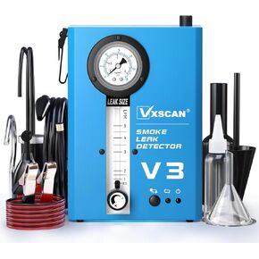 Automotive Smoke Machine Leak Detector, EVAP Vacuum Leakage Diagnostic Tester with Pressure Gauge & Flow Meter for All 12V Cars