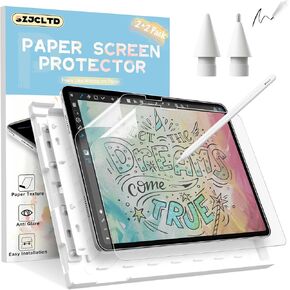 [2 PACK] Paper Screen protector for iPad Pro 13 inch 2024 + [2 Pack] Replacement Tips for Apple Pencil, Anti-Glare Matte Paper Textured PET Film for Drawing, Writing Like on Paper, Easy Application Tray