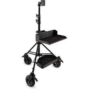 PROAIM Alpha Mobile Workstation: Height Adjustable Stand with 5/8 Baby Pin Mount, Monitor Mount, Wheel Set, Laptop & Accessory Tray. for Camera Operators, Photographers & Videomakers (TP-ALPA-02)