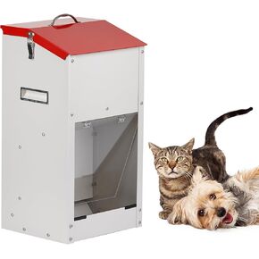 Automatic Dog Feeder for Large Dogs Outside Dog Food Dispenser Cat Feeder 25lbs Galvanized Gravity Feeder Dog Feeding Station Large Capacity Pet Feeder for Large Breed (25lbs)