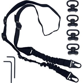 TuFok Two-Point Rifle Sling, Adjustable Length, with 4 Pcs Two-Point QD Sling Swivels Mounts Sets