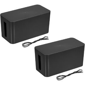 MECCANIXITY Cable Management Box PS Cord Organizer Box with Tie to Hide Wires & Power Strips Desk TV Computer Cable Organizer Box for Home/Office Small Size Gray 2 Pcs