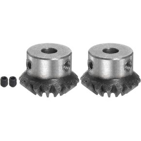 HARFINGTON 2pcs Bevel Gear 1M 16 Teeth 12mm Shaft Hole 1:1 Tapered Bevel Pinion Gear 45# Steel 1.5 Module 90 Degree Steering Gear, for Hardware Mechanical Rotation
