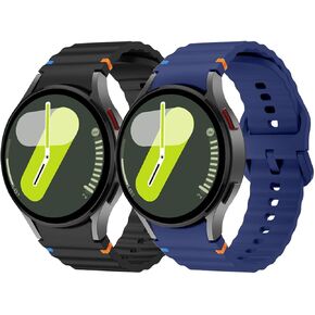 Sport Bands Compatible with Samsung Galaxy Watch 7 6 5 40mm 44mm Band, No Gap Soft Silicone Corrugated Strap Bands for Galaxy Watch 6 Classic 43mm 47mm/Watch 5 Pro 45mm Women Men