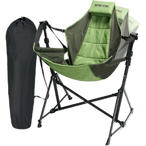 Wise Owl Outfitters Ultimate Comfort Camping Hammock Chair - Adjustable Height, Backrest, and Padded Seat - Perfect for Short & Tall Adventurers - Green