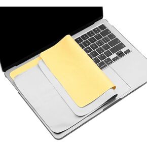 2 Pack Microfiber Liner Cleaning Cloth 13" with Screen Keyboard Imprint Protection, Laptop Keyboard Protector Compatible with MacBook Pro/Air 13" and MacBook Pro 14"-(Grey+Yellow)