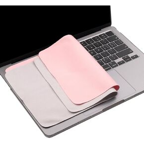 2 Pack Microfiber Liner Cleaning Cloth 13" with Screen Keyboard Imprint Protection, Laptop Keyboard Protector Compatible with MacBook Pro/AIR 13" and MacBook Pro 14"-(Grey+Pink)