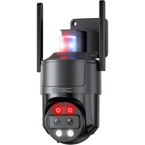 SV3C 4K Dual Lens PTZ WiFi Security Camera Outdoor, Dual Band Auto Tracking ONVIF IP Camera, Color Night Vision, Human Vehicle Motion Detection, Waterproof, 24/7 Recording, Blueiris, Camhipro, Black
