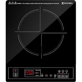 Portable Induction Cooktop, 1800W Induction Burner with 9 Power levels, 12 temperature levels(140℉-465℉), Safety Lock, 3-Hour Timer, Countertop Burner with Warm Function, Black, 110V