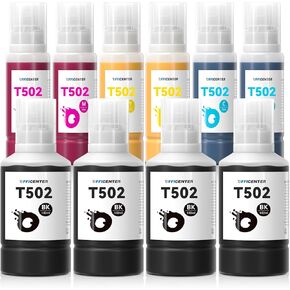 OFFICENTER 10 Pack T502 502 Ink Refill Bottles for Ecotank ET-2760 ET-4760 ET-2750 ET-3760 ET-2850 ET-15000 ST-4000 ST-2000 ET-3710 ET-3850 ET-3750 ET-4850 ET-3830 ET-4750 ET-2700 ST-3000 Printer