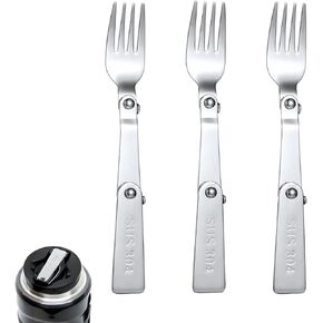 3Pcs Silver Forks Replacement for Food Jar 16 Oz, Multifunctional Foldable Forks Replacement Portable Folding Forks Dishwasher Safe Metal Serving for Picnic School Travel Outdoor Insulated Food Jars