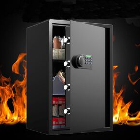 Gun Safe for Handgun - (2.03 cu. ft.) Multiple Pistol Safe 【Gun Organizer & Gun Rack】Money Safe Box with Silent Mode, Home Safe with Backlit Keypad, LED Light, Gun Vault for Anti-Rust
