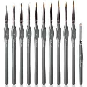 Detail Paint Brushes Set 10pcs Miniature Brushes for Fine Detailing & Art Painting - Acrylic, Watercolor,Oil,Models, Warhammer 40k.