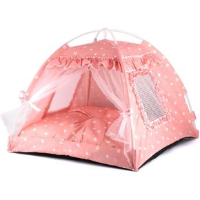 pawstrip Dog Tent Indoor Cat House Pink Puppy Bed Portable Pet Teepe Princess Dog Camping Tent Outdoor Kitten Houses Cute Bunny Nest Girl Kitty Cave
