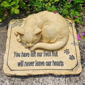 Personalized Cat Memorial Stones with Candle Holder, Cat Headstone Memorial Garden Stone, Cat Tombstone, Pet Grave Markers for Cat, Pet Memorial Gift Loss Sympathy Gifts for Cats