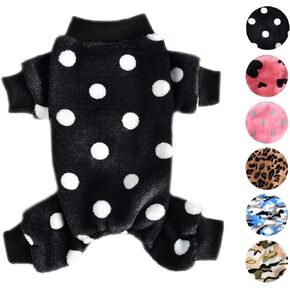 Dog Pajamas for Small Dogs Girl Boy Winter Onesies Pjs Cold Weather Puppy 4 Legged Sweater Clothes for Chihuahua Yorkie Teacup Jumpsuit Cute Pet Outfits Apparel Coats (Polka Dot 1, X-Small)