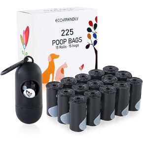 Extra Thick Leak-proof Dog Waste Bag, Easy To Open And Tear Resistant, Odorless Dog Poop Bag, Cat Poop Bag, Black Pet Trash Bag with Dispenser,225 Bags