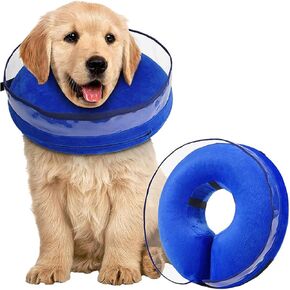 Dog Cone Collar After Surgery,Inflatable Soft Dog Cone for Large Medium Small Dog,Adjustable Breathable Inflatable Dog Cone Collar,Protect Pets from Licking Wounds,Soft and Comfortable,Blue(XL)