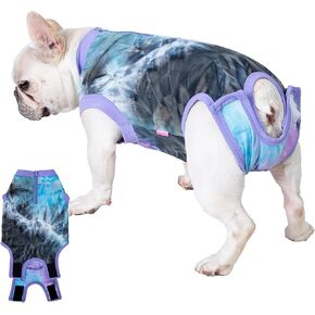 Dog Zipper Recovery Suit for Male Neuter Surgery,Female Spay Recover Onesie,Dogs Abdominal Wounds Sutures Bodysuit,E-Collar & Cone Alternative Surgical Large Recovery Suit,Tie Dye Purple XL in Saudi Arabia