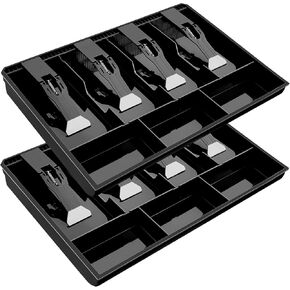 Hoteam 2 Pcs Cash Drawer Cash Drawer Tray Cash Tray Money Tray Cash Register Drawer Insert Tray with 5 Bill/4 Coin Compartments with Plastic Clip, for Money Coin Storage