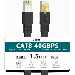 كابل إيثرنت Cat8، خارجي وداخلي، كابل شبكة LAN عالي السرعة Cat 8 بطول 50 قدمًا، 40 جيجابت في الثانية 2000 ميجا هرتز RJ45 سلك تصحيح كمبيوتر مسطح للإنترنت، مقاوم للطقس S/FTP للأشعة فوق البنفسجية لجهاز التوجيه/المودم/الألعاب