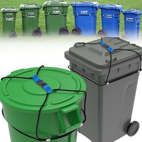 2PCS Trash Can Locks For Animals, Double lock Garbage Can Lock Bungee Cord, Animal Proof Trash Can Straps Keep Raccoons Out Of Garbage, Bear Deterrent For Garbage Cans, 30-50 Gallon Trash Can Lid Lock