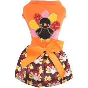 Thanksgiving Turkey Dog Tutu Dress Skirt,Cat Pet Thanksgiving Costume Outfits,Dog Clothes for Small Dogs Girl (Turkey, X-Large(Bust 20.4inch Pet 12-17LBS))