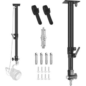 Photography Studio Ceiling Wall Mount with 1/4" to 3/8" Adapter, Camera Wall Mount Boom Arm Up to 30 inch for Photo Video Softbox,LED Ring Light, Monolight