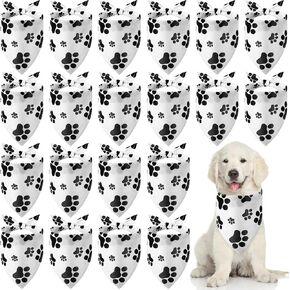 Sanwuta 20 Pack Paw Print Dog Bandanas Bulk Dog Bandanas for Dogs Triangle Dog Scarf Bibs Dog Kerchief Set Dog Bandanas for Small Medium Large Dogs Puppy Cats Pets Costume Accessories Decoration