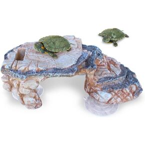 Turtle Basking Platform Large with 3 Suction Cups - Large Turtle Basking Platform - Turtle Platform for Aquarium - Rocks for Turtle Tank - Reptile Climbing Decor - Reptile Basking Platform