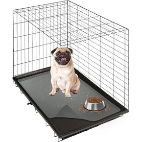 Skywin- Dog Food Mat - 28 x 42 Inch Non-Slip Silicone Dog Mat, Waterproof Dog Food Mat, Compatible with Midwest Large Dog Crates, Grey