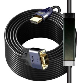 HDMI to VGA 16.5Ft Cable with IC , Gold-Plated HDMI to VGA Compatible for Computer, Desktop, Laptop, PC, Monitor, Projector,HDTV, Raspberry Pi, Roku, Xbox and More, Gray, 15FT