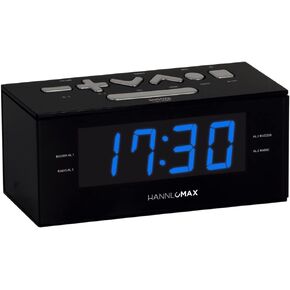 HANNLOMAX HX-144CR Alarm Clock Radio, PLL AM/FM Radio, 1.2" Red LED Display, Digital Clock with Dual Alarm