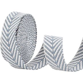 BENECREAT 5 Yards Polycotton Webbing, 1-1/2 inch/38mm Wide Light Blue Jacquard Ribbons, Flat Jacquard Webbing with Arrow Pattern for Webbing Bag Handles, Tote Bag Webbing, Fabric Tape