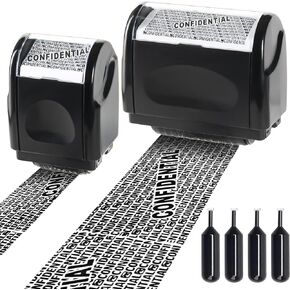 STANBLUE Identity Protection Roller Stamps: 2 Pack Confidential Roller Stamp Black Out Stamp with 4 Refils, Privacy & Security Ink Rollers for Mail Address Personal Information(Black)