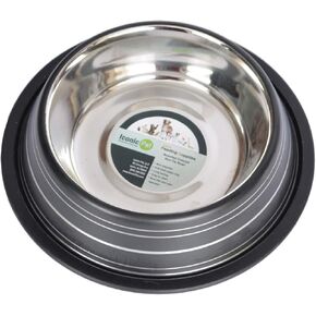 Iconic Pet Color Splash Stripe Non-Skid Stainless Steel Dog & Cat Bowl - Pink, 64 Oz, 8 Cup, Durable, Easy to Clean, Anti-Slip Feeding Dish for Food & Water, Stylish Design for Dogs and Cats in Kuwait