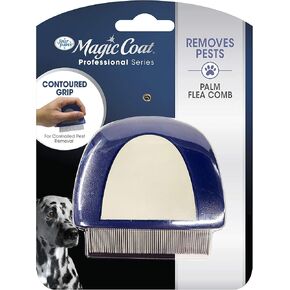 Magic Coat Professional Series Grooming Contoured Grip Palm Flea Comb for Dogs, 1 Count