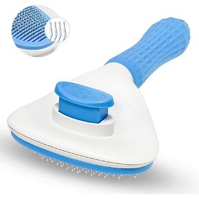 Self-Cleaning Slicker Brush,Pet Brush, Pet Massage Tool for Dogs Cats Rabbits Pet Grooming Shedding Brush Hair Care, Gentle on Skin (Blue) in Saudi Arabia
