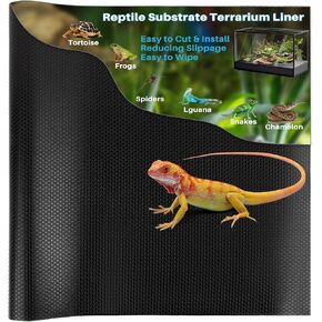 Reptile Substrate Mat - Reptile Carpet Mat Terrarium Bearded Dragon Tank Mat Reptile Tank Liner Bedding Accessories Substrate for Leopard Gecko Snake Tortoise Gecko Lizard (Black, 6.5 FT)