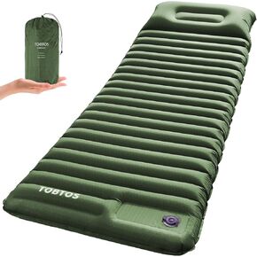 TOBTOS Double Sleeping Pad for Camping, Extra Thick 6" Camping Mattress 2 Person with Pillow Built-in Foot Pump, Inflatable Sleeping Mat for Camping, Backpacking, Hiking, Traveling