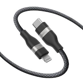 كابل Anker USB C إلى Lightning، كابل USB-C مجدول إلى Lightning، كابل شحن فائق السرعة 60 وات لسلسلة iPhone 14/13/12/11 والمزيد (3 أقدام)