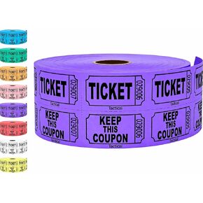 1000 تاكتيكيه Raffle Tickets, Purple (8 ألوان مختارة)، لفة مزدوجة، تذكرة للمناسبات، الدخول، مكافأة الصف، جمع التبرعات والجوائز