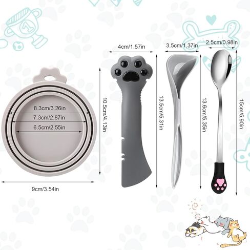 مجموعة مستلزمات علب أغذية الحيوانات الأليفة مكونة من 16 قطعة، 10 قطع من أغطية علب الحيوانات الأليفة من السيليكون، أغطية علب القطط، 4 قطع من ملاعق علب الحيوانات الأليفة من السيليكون، قطعة واحدة من فتاحة علب الحيوانات الأليفة متعددة الوظائف، وقطعة واحدة من  in Kuwait